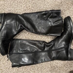 Black Leather Knee-High Boots